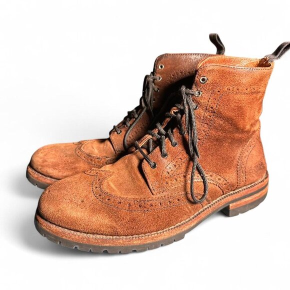 Frye George Men’s Wingtips Brown Suede Leather Boots Chukka Size 8.5 main image 6
